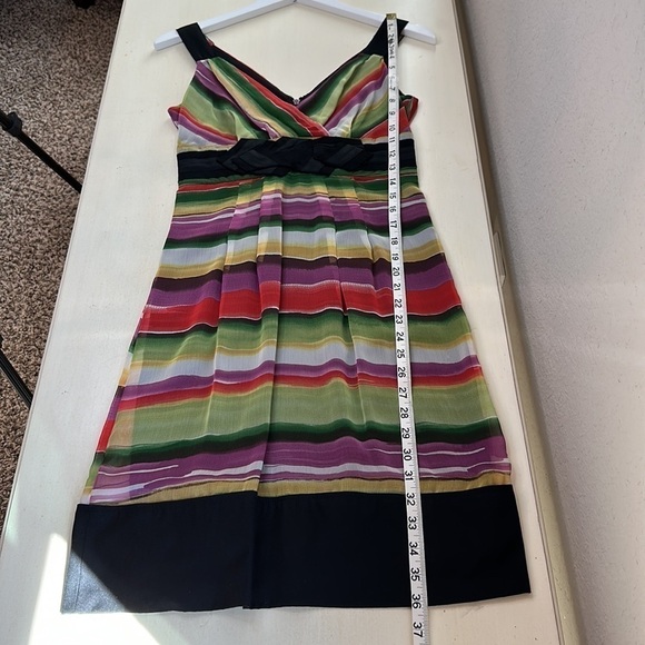 The Limited Colorful Sheer Overlay Empire Waist V Neck Cocktail Dress Size 2 - Picture 15 of 16